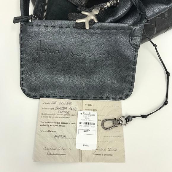 ❤️SOLD❤️ Henry Beguelin Charcoal Leather Hobo Bag - Picture 7 of 8